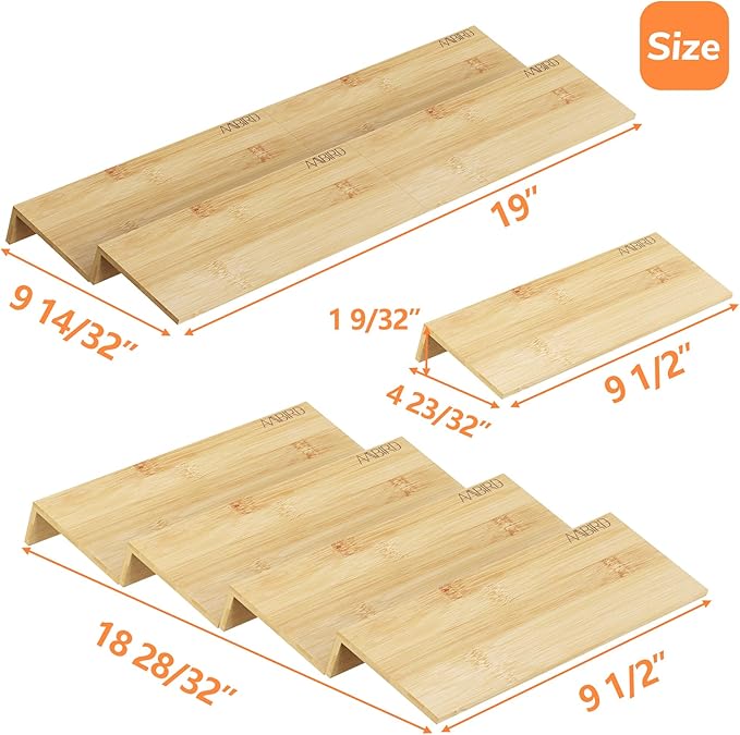 AMBIRD Bamboo Spice Drawer Organizer with Non-slip Mat,4 Tier Jar Spice Rack Tray 9.5'',Seasoning Organizer for Kitchen,Cabinet,Drawers,Countertop-NeatNest