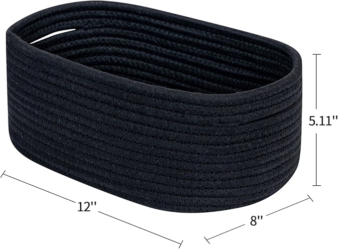 CubesLand Cute Black Basket Bins,Small Woven Storage Baskets for Shelf,Baby Nursery Basket Bin,Cube Organizer Basket Bin,Soft Toys Storage Basket,Home Decor Organization Bins 12 x 8 x 5 inches-NeatNest