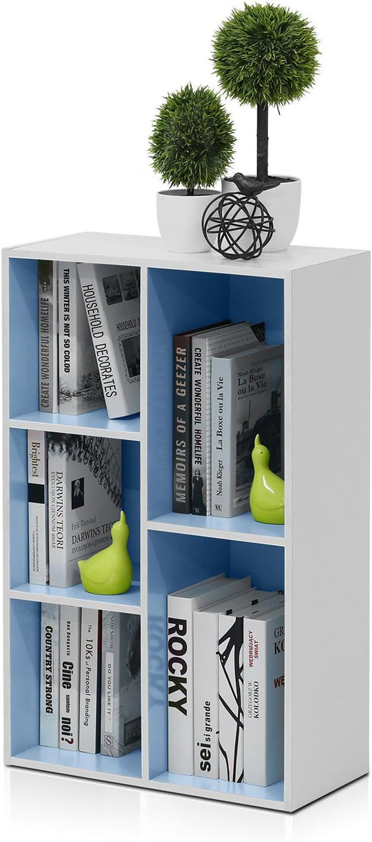 Furinno 5-Cube Reversible Open Shelf, White/Light Blue 11069WH/LBL-NeatNest