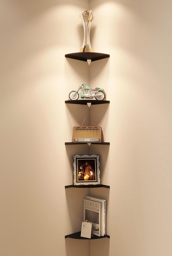 Corner Shelf - Heavy Duty 3.0mm Aluminum Alloy Wall Mounted Floating Shelf for Bathroom, Kitchen, Living Room, Office, Bedroom & Dorm - Black-NeatNest