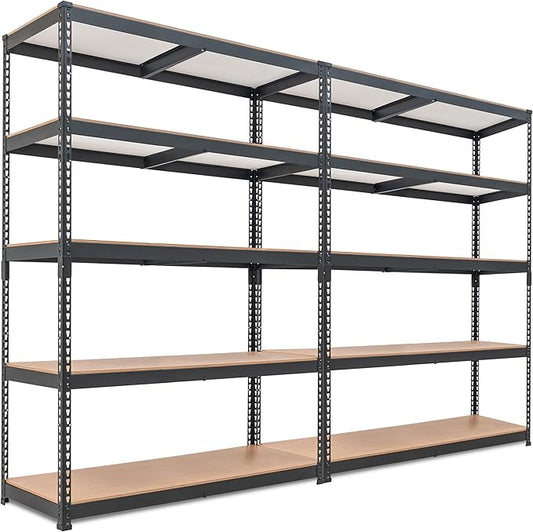 HOMEDANT 5 Tier Laminated Boltless Heavy Duty Garage Storage Adjustable Wide Size Metal Shelving Unit Utility Rack Shelves Organization Multipurpose Shelf Shed Warehouse 47.7"W x 18.2"D x 71.3"H 2Pack-NeatNest