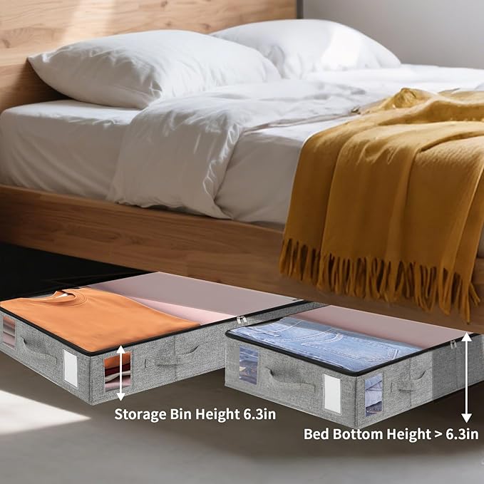combocube 2 Pack Under Bed Storage Containers, Stackable Closet Organizers and Storage Bins with Sturdy Support, Foldable Underbed Clothes Storage Box for Blanket, Comforter, Sweater, Pillows, Shoes-NeatNest