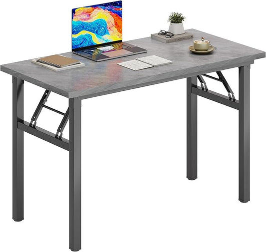 DlandHome Folding Desk Small Desk 31.5 inches Small Computer Desk for Home Office Folding Table Writing Table for Small Spaces No Assembly Required Grey & Black Frame-NeatNest