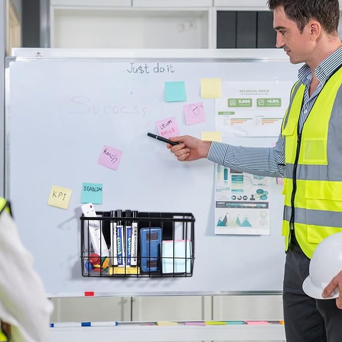 dedoot Magnetic Holder Locker 11"x 3.9"x 5.9" Strong Magnetic Black Mesh Holder Magnetic Basket Organizer Shelf Rack for Whiteboard,Fridge, Sponge, Recipe, Beverage,Refrigerator,Office File Foil-NeatNest