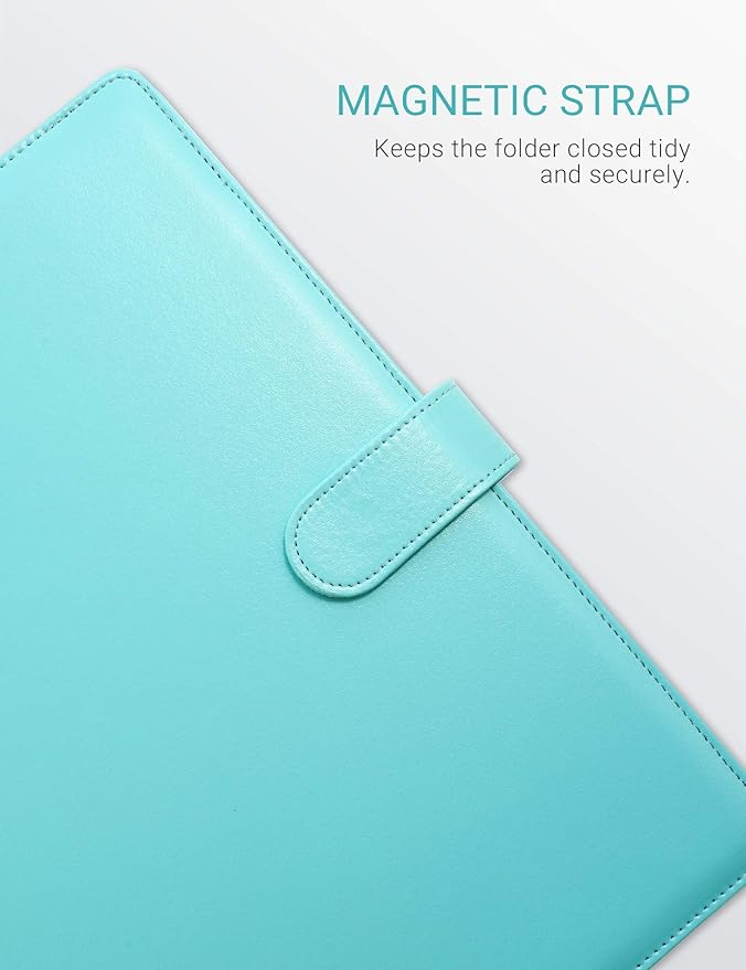 Clipboard Folder Padfolio, Writing Portfolio Faux Leather Clipboards with Cover for Legal Pad Holder Letter Size A4 8.5 x 11 for Business Conference Notepad Clip Boards (Pale Turquoise)-NeatNest