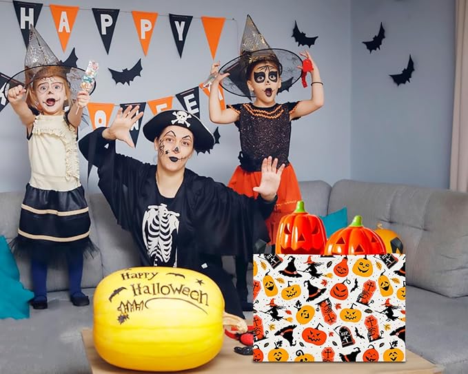 CLOCOR Rectangular Storage Basket Empty,Gift Basket for Kids,Waterproof Toy Storage Bin with Handles,Room Decor(Witch Halloween)-NeatNest