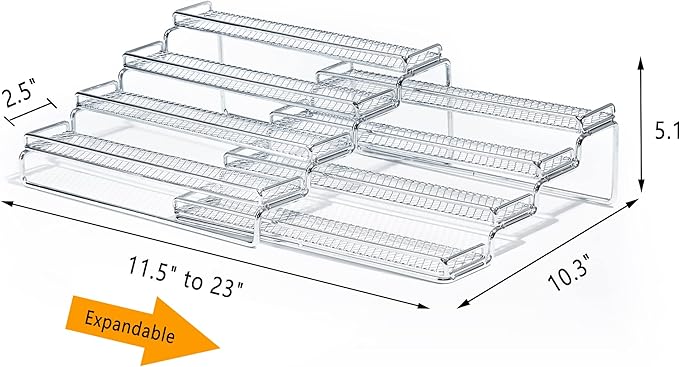 GONGSHI Spice Rack Organizer for Cabinet, 4 Tier Seasoning Organizer, Expandable Shelf,Step Storage Holder, Kitchen Cabinet Countertop,with Protection Railing, Metal (Chrome2 PC)-NeatNest