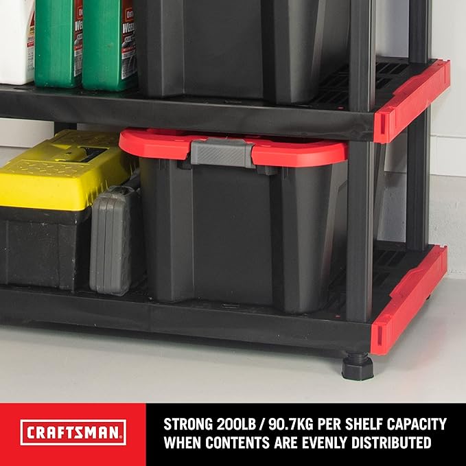CX Craftsman, 4-Tier Highly Durable Storage Rack, 200lbs/shelf, (55”H x 40”W x 24”D), Interlocking Shelving Unit and Weather-Resistant Design, American Made Garage Shelf-NeatNest