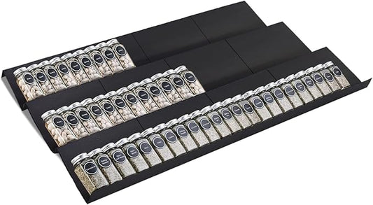 Expandable Spice Drawer Rack Organizer Insert for Kitchen Cabinet - Multi Tier Adjustable Spice Storage Shelf for Seasoning and Jar, Pack of 12-NeatNest