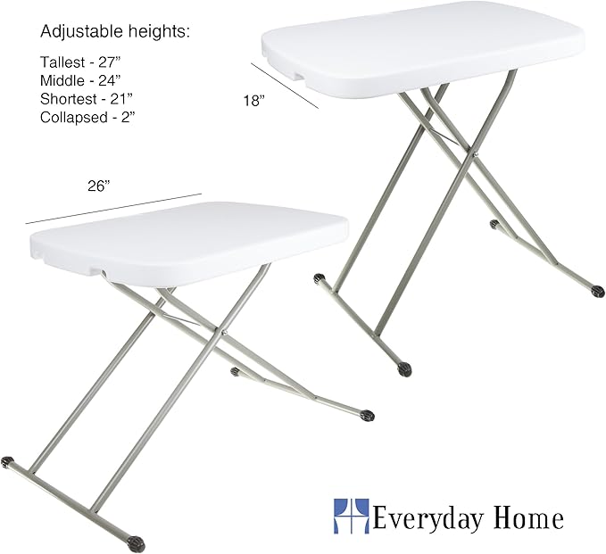 Everyday Home Folding Table - Lightweight Portable Folding Desk - Small Plastic Table for TV Tray, Playing Cards, and Craft Room (White)-NeatNest