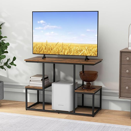 Giantex TV Stand for 50-Inches TVs - Industrial Sofa Table with Open Storage Shelves, 2-Tier Display Rack, Entertainment Center for Living Room, Bedroom, Entryway, Console Table, Rustic Brown-NeatNest
