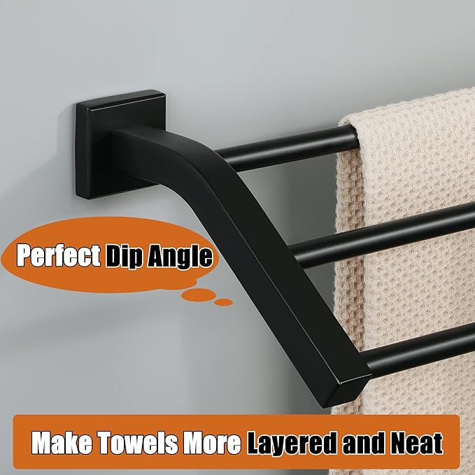 Alise Bath 3 Towel Bars,Towel Holder Towel Racks for Bathroom Wall Mount,Heavy Duty SUS304 Stainless Steel Towel Hanger Towel Rails,GK9603-B Matte Black,24-Inch