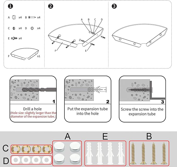 Cosmos 2 Pcs Acrylic Wall Mount Floating Corner Shelves Quarter Round Shower Shelf Hanging Corner Shelves Wall Storage Display Organizer for Bathroom Kitchen Bedroom Living Room (Transparent Clear)-NeatNest