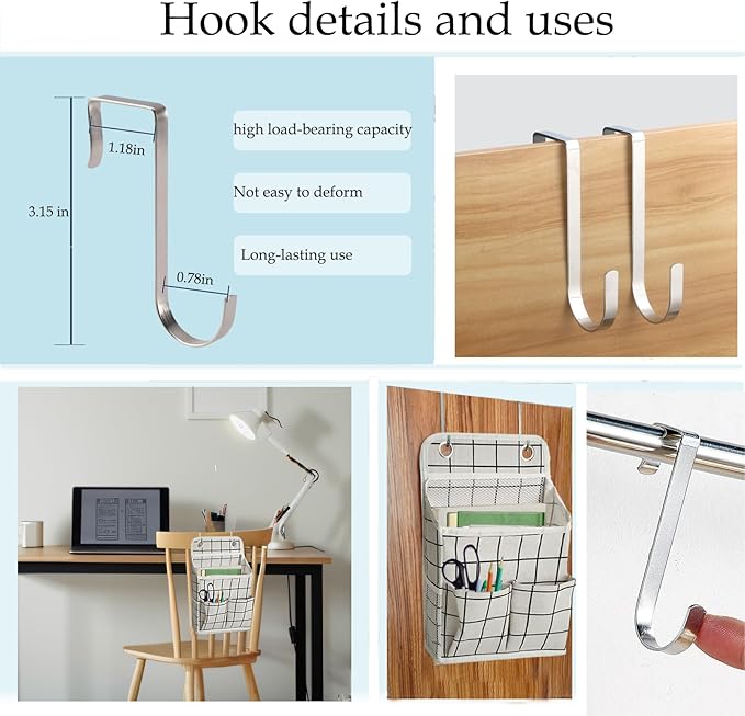 Hanging Basket for Organizing, Wall Organizer with Pockets and Over The Door Organizer，Can for Home, Closet, Office and Camper (White Grid2)-NeatNest