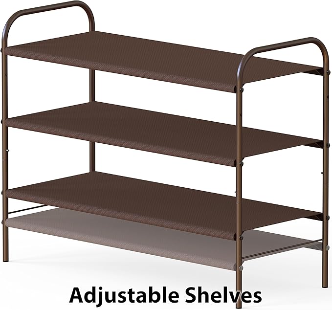 Simple Houseware 3-Tier Shoe Rack Storage Organizer, Bronze – Space-Saving Shoe Shelf, Holds 9–16 Pairs, Sturdy Metal Frame, Easy Assembly – Closet, Entryway, Bedroom Shoe Storage Solution-NeatNest