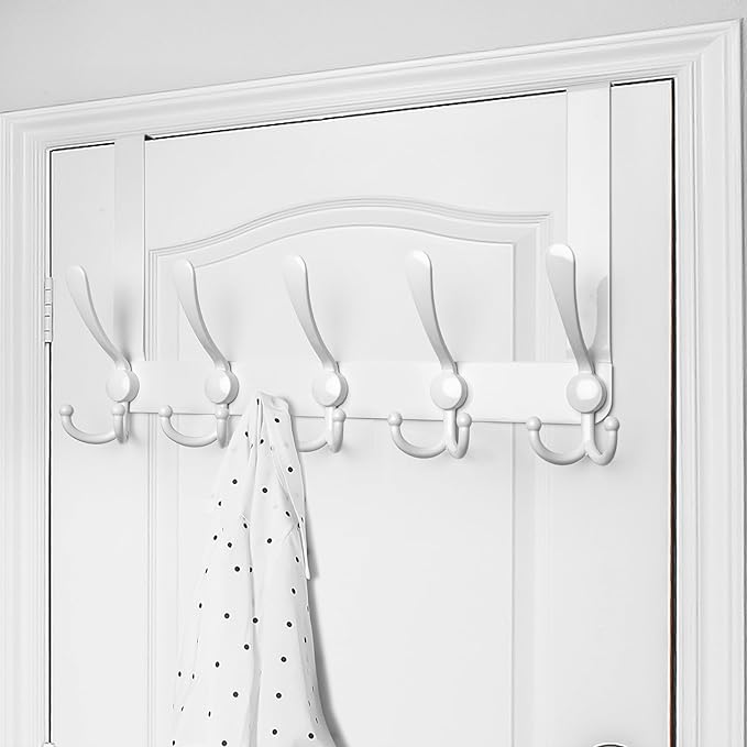WEBI Over The Door Hooks,Door Hanger,Triple Door Hooks for Hanging Over The Door Towel Rack,Door Coat Hanger,Door Coat Rack for Clothes,Towels,Back of Bathroom,White