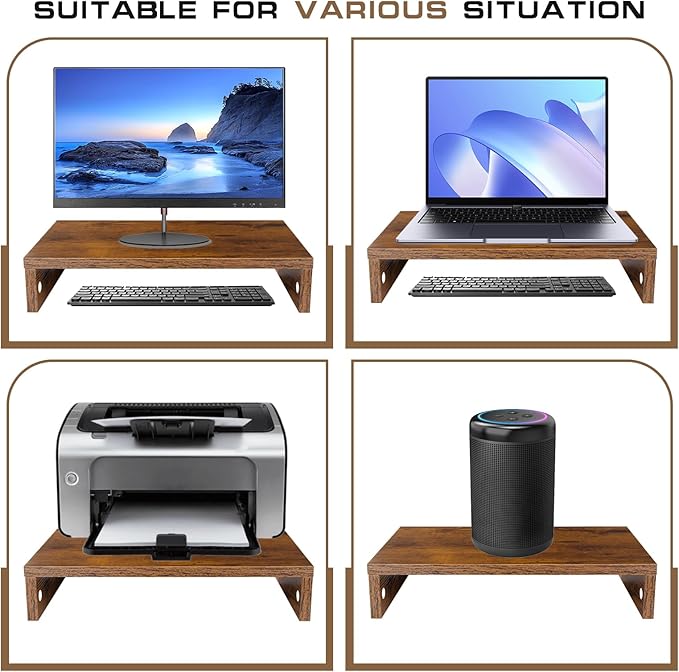Monitor Stand Riser, Computer Stand, Desk Organizers and Accessories, Laptop Shelf Computer Monitor Riser with Storage for TV Screen PC Printer (Rust Brown-15.75inch)