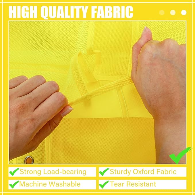 Windyun 40 Over the Door Shoe Organizer Large Mesh Pocket Hanging Shoe Rack for Closet Yellow Nonslip Behind Door Storage Holder Back to School Organizer for Dorm Room College Classroom Storage-NeatNest