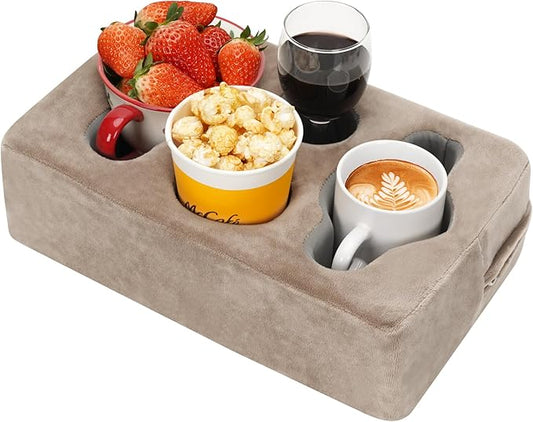 Couch Cup Holder Pillow,Couch Drink Holder,Rectangle Couch Caddy for Coffee Cup,Phone,Remote,Couch Cup Holder Tray for Bed,Car,Sofa,Table-NeatNest