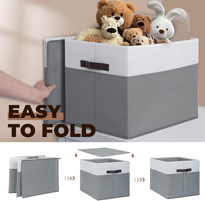 Criusia 8 Pack Closet Organizers and Storage Bins - Extra Large Storage Baskets for Organizing - Clothes Storage Bins for Shelves -Foldable Organizer Bins Totes for Toy Blanket, Dorm Room Essentials-NeatNest