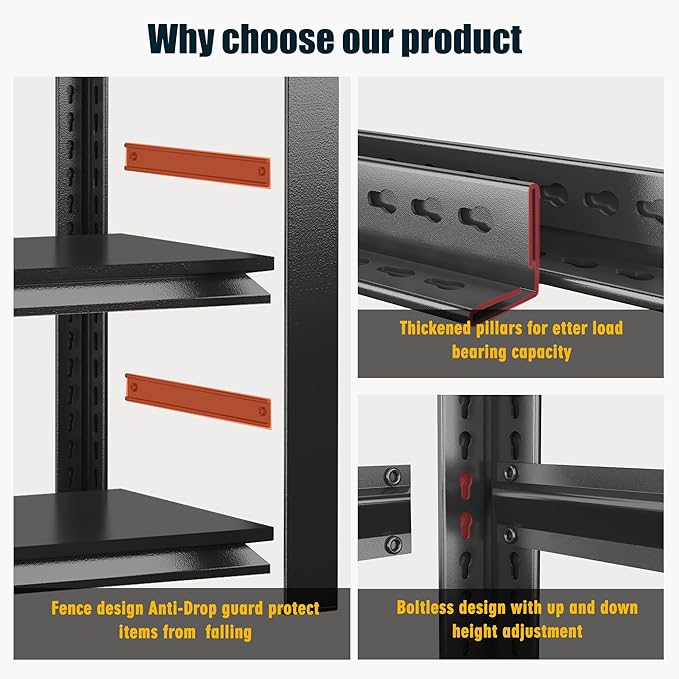 78" H,Metal Garage Shelving Heavy Duty 5-Tier Adjustable Storage Shelves Easy to Assemble, Garage Organization with 4500lbs Capacity,Shelving Racks for Storage,Ideal for Garage,Basement,Warehouse-NeatNest