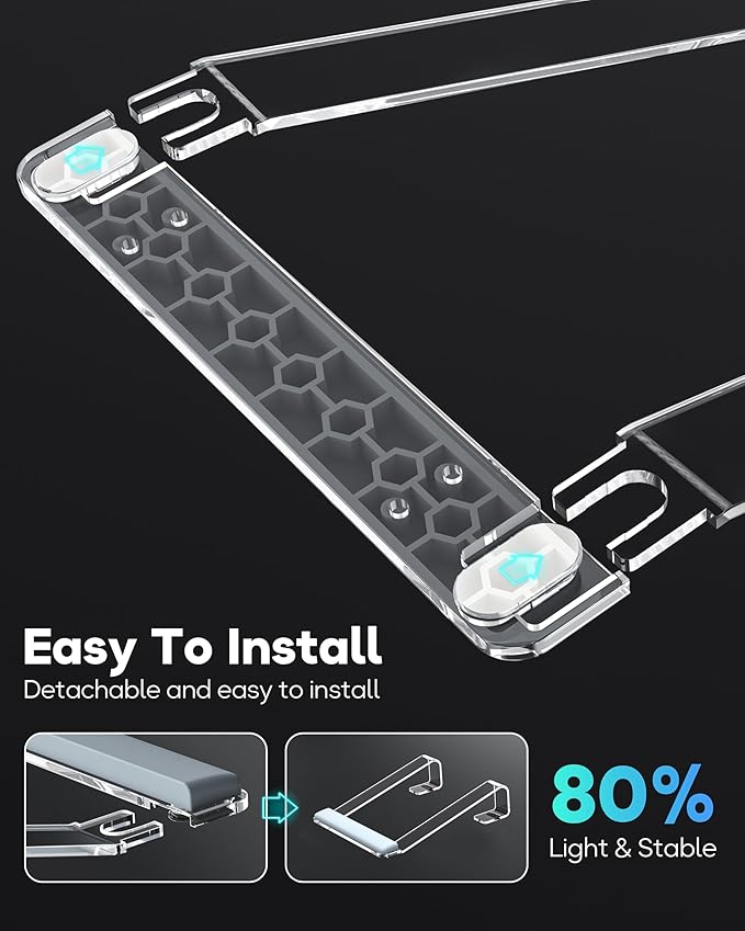 Clear Acrylic Laptop Stand for Desk, with Wrist Rest, Ergonomic Detachable Mount Compatible with 10-17'' All Laptops Such as MacBook Air Pro/HP/Dell/Lenovo-NeatNest