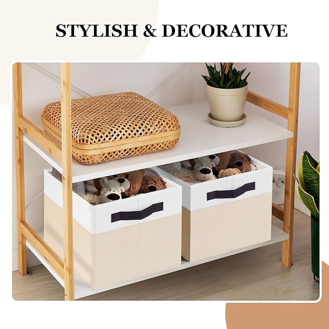 Criusia 4 Pack Baby Clothes Organizer Bins, Fabric Collapsible Storage Baskets with Handles, Odorless Storage Bins for Toy Clothes Nursery Kids Room Playroom Classroom (14L*10W*9.5H)-NeatNest