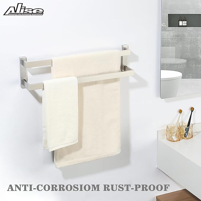 Alise Double Bath Towel Bars Towel Racks for Bathroom Lavatory,Wall Mount Towel Holder Towel Hanger SUS304 Stainless Steel Towel Rail,GOY002-LS Brushed Nickel 23.2 Inch