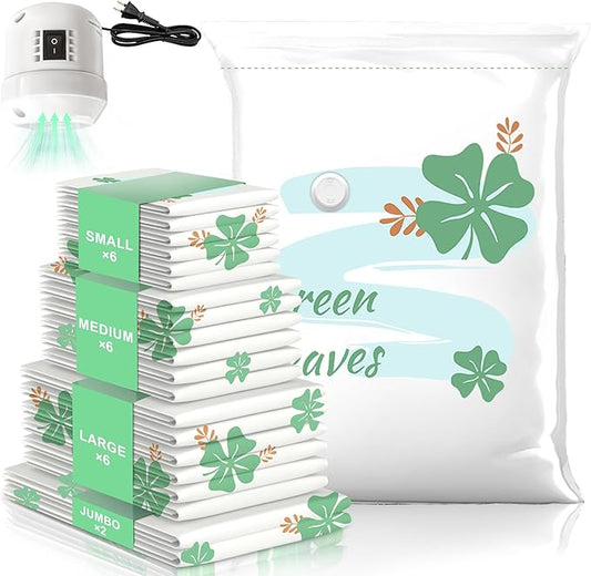 20 Pack Vacuum Storage Bags for Clothing Travel with Electric Pump, 4 Sizes Jumbo/Large/Medium/Small Space Saver Bags Vacuum Sealed for Luggage Blankets, Vacuum Seal Bags for Bedding Comforters-NeatNest