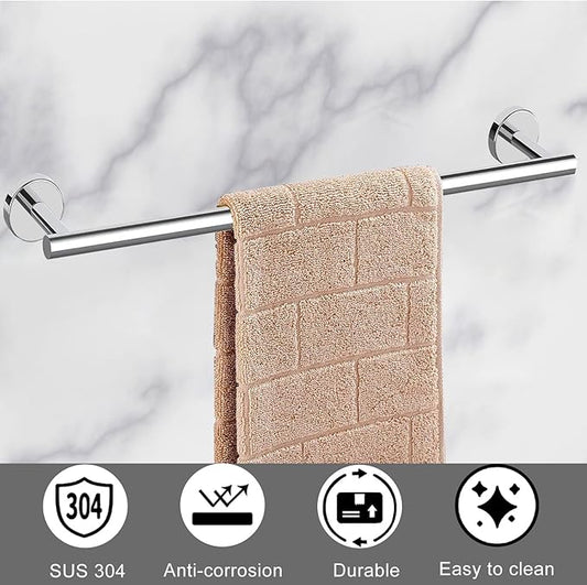 Cilee 8 Piece Polished Chrome Bathroom Hardware Set, 24inch Bathroom Towel bar+Towel Ring+Toilet Paper Holder+ Robe Towel Hook, SUS304 Stainless Steel Bathroom Accessory Set-NeatNest