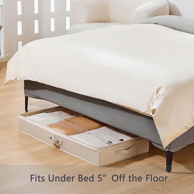 3 Pack Under Bed Storage Containers, Low Profile Underbed Shoes and Clothes Storage Organizer with Sturdy Sidewalls/Bottom, Large Dorm Storage Bins,33 * 17 * 4.5 inches,45L-NeatNest