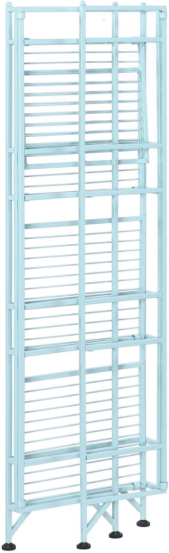Convenience Concepts Xtra Storage 4-Tier Folding Metal Shelf, Seafoam, 13D x 11.25W x 45H in-NeatNest