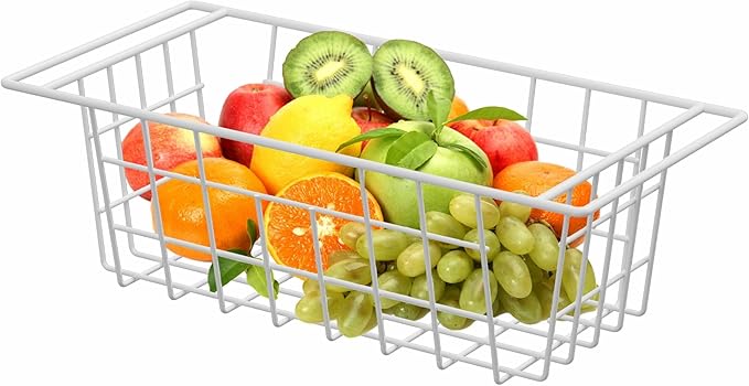 Chest Freezer Bins, Deep Chest Freezer Organizer Basket, Storage Rack Bins Wire Metal Baskets with Hanging Handles 16.5" 2Packs-NeatNest
