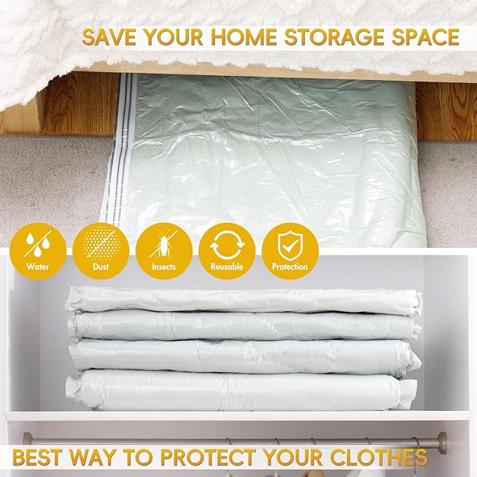 Vacuum Storage Bags - 8 Extra Large Jumbo storage Space Saver Bags (40x31 Inch) for Bedding,Comforters,Blankets,Clothing,Pillows,Jackets,Coats - Vacuum Seal Bags for Home Organization-NeatNest
