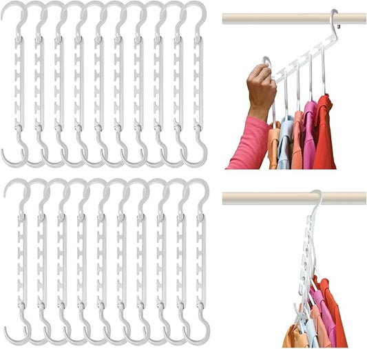 Wonder Hanger Max 20-Pack Space Saving Hangers, Reinforced Hooks Swivels 360°, Cascading Hanger, College Dorms & Storage Closet Organizer, Fully Assembled – White-NeatNest