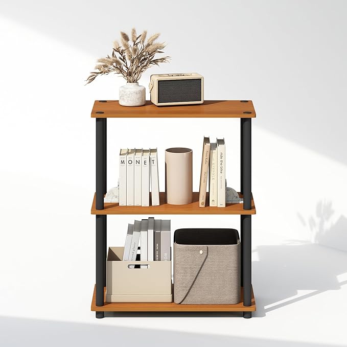 Furinno Turn-N-Tube 3-Tier Multipurpose Compact Bookcase, Light Cherry-NeatNest