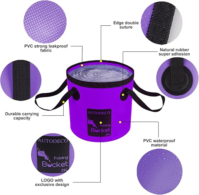 AUTODECO Collapsible Bucket 5 Gallon Container Folding Water Bucket Portable Wash Basin 20L-NeatNest