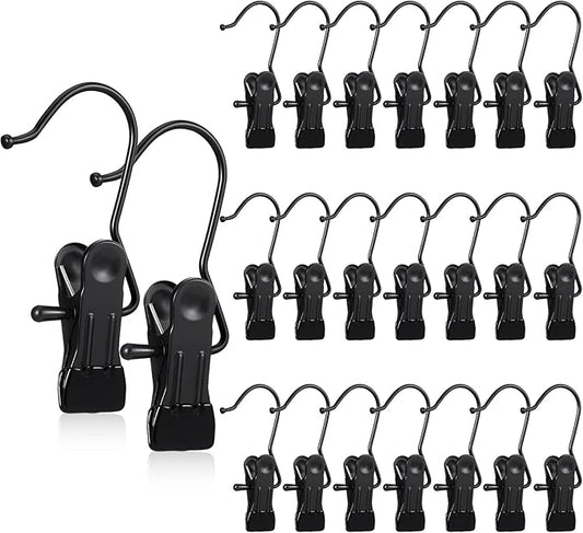 Hotop Boot Hanger Clips for Closet, Laundry Hanging Hooks Heavy Duty Clips Boot Holder Portable Single Hooks Space Saving for Pants Jeans Clothes Hats Tall Towels(Black,48 Pieces)-NeatNest