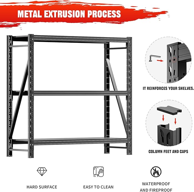 Heavy Duty Garage Shelves – Metal Shelving Unit with Adjustable 3-Tier Storage Shelves for Garage Organization, Industrial Shelving Rack for Heavy Duty Storage Needs16 D x50 W x48 H-NeatNest