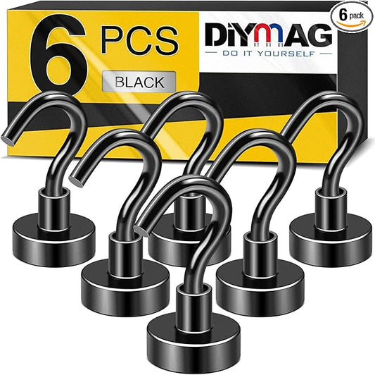 DIYMAG Magnetic Hooks, 30Lbs Strong Heavy Duty Cruise Magnet S-Hooks for Classroom, Fridge, Kitchen etc, (6 Pack-Red)-NeatNest
