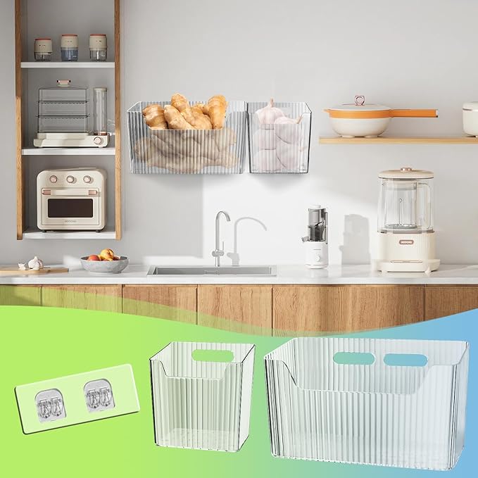 10 Pcs Storage Organizer Bins Wall Mounted Organizer Basket,Wall Organization Container Hanging Basket Bins,for Organizing Cosmetics, Toiletries and Kitchen Supplies