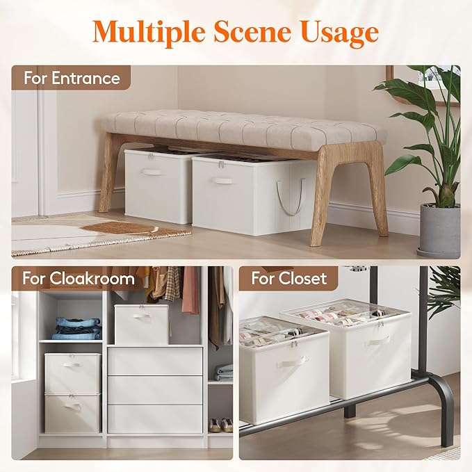 Lifewit Shoe Storage Organizer for Closet, Fits 12-16 Pairs, Large Shoe Box Storage Containers with Clear Cover and Reinforced Handles, Foldable Storage Bins Fits for Boots Heels Sneakers White-NeatNest