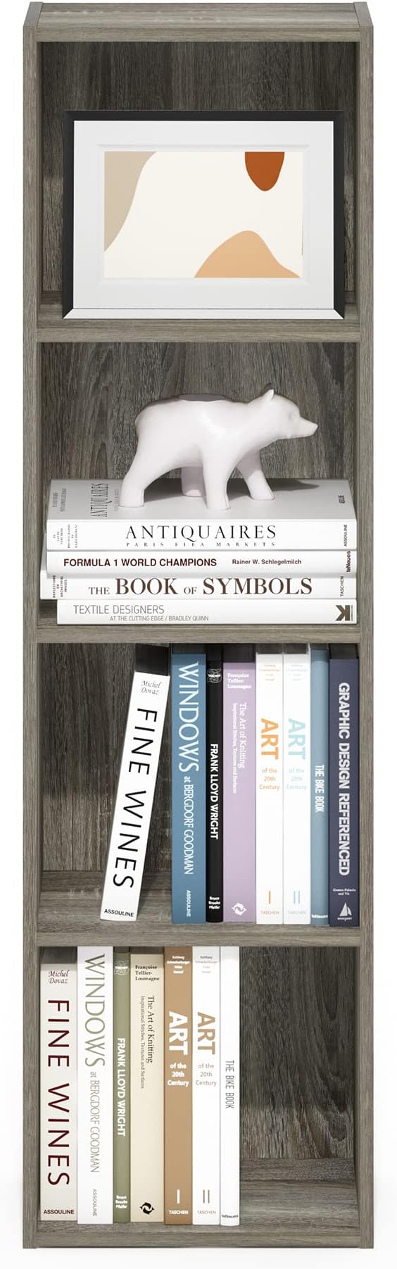 Furinno Luder Bookcase / Book / Storage, 4-Tier Cube, French Oak-NeatNest