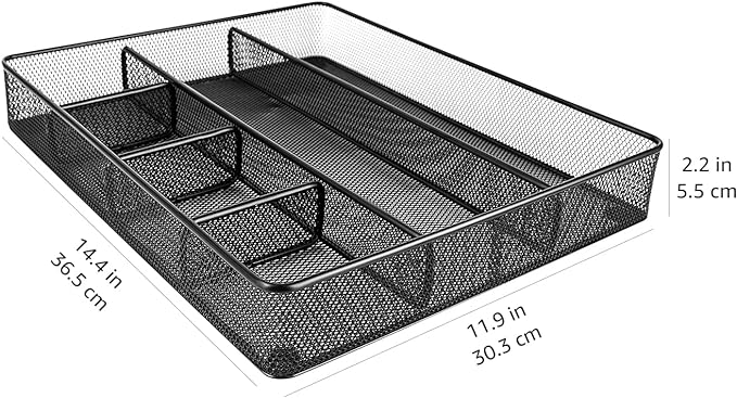 Amazon Basics Mesh Drawer Organizer, Black, Pack of 4-NeatNest