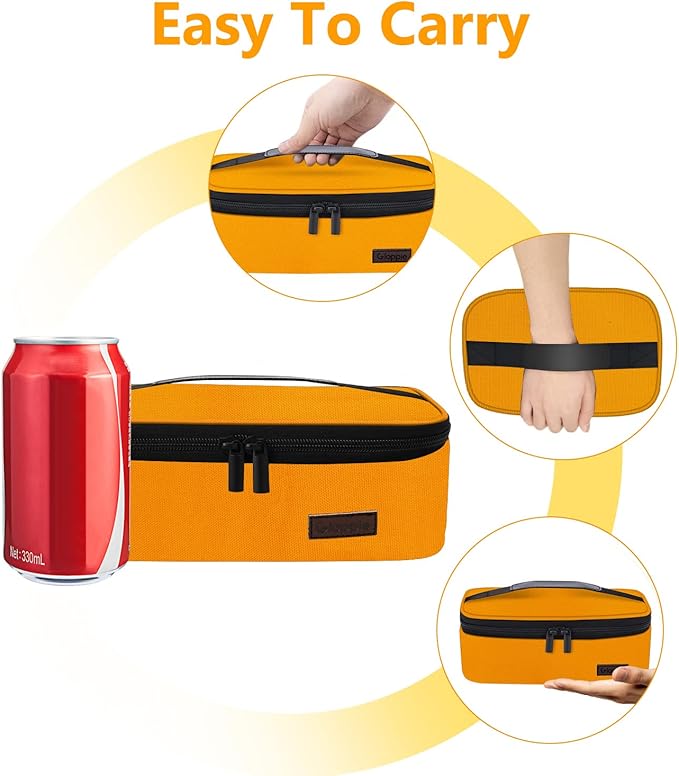 Gloppie Mini Lunch Box Small Lunch Bag for Children Insulated Lunch Bag for Kids, CPC Certified | Child-Safe Materials, Thermal LunchBox Reusable Sandwich Bags Snack Box, Orange-NeatNest