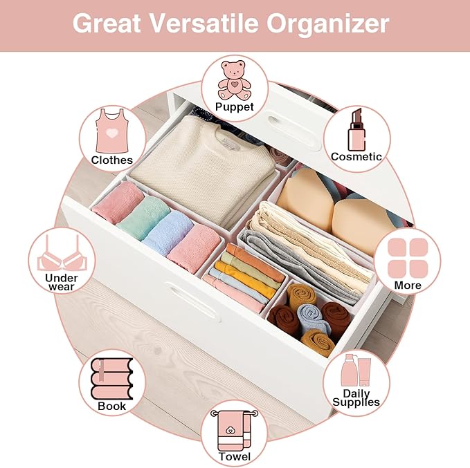 8 Pack Underwear Drawer Organizer, Drawer Organizer Clothes, Foldable Cloth Storage Box Closet Dresser Drawer Divider Organizer for Clothes, Scarves-NeatNest