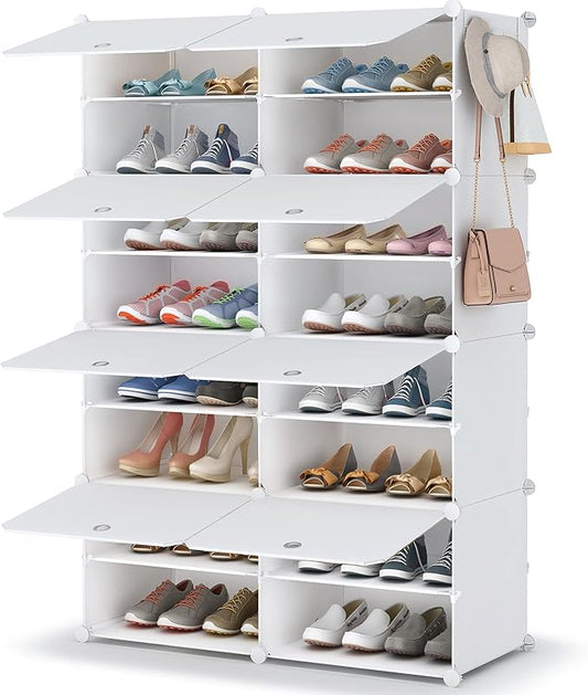 HOMIDEC Shoe Rack, 8 Tier Shoe Storage Cabinet 32 Pair Plastic Shoe Shelves Organizer for Closet Hallway Bedroom Entryway-NeatNest