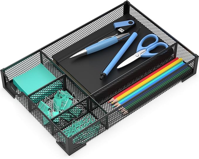 Desk Drawer Organizer, Office Desk Organizer Tray with 5 Dividers, Pen Pencil Drawer Organizer for Office Supplies, Desktop, Bathroom, Kitchen, Makeup, Vanity ﻿-NeatNest