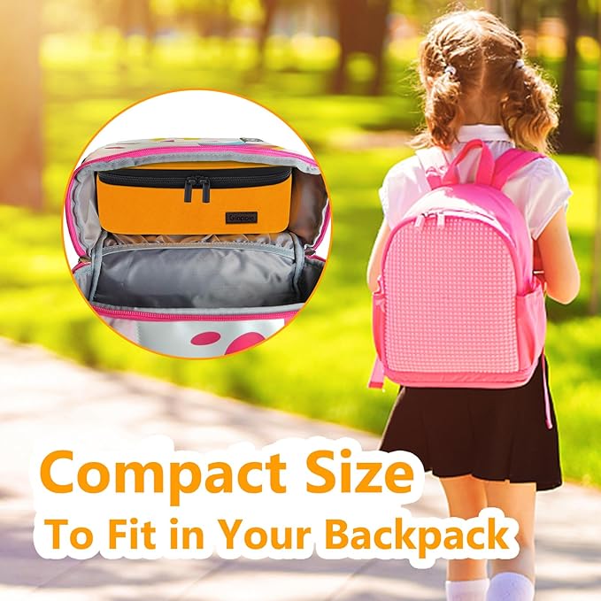 Gloppie Mini Lunch Box Small Lunch Bag for Children Insulated Lunch Bag for Kids, CPC Certified | Child-Safe Materials, Thermal LunchBox Reusable Sandwich Bags Snack Box, Orange-NeatNest