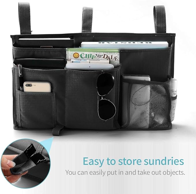 Bseash Bunk Bed Organizer, Bedside Caddy Hanging Bed Organizer Storage Bag 8 Pockets, for College Dorm Rooms Bed, Hospital Bed, Baby Bed Rails, 600D Oxford Cloth-NeatNest